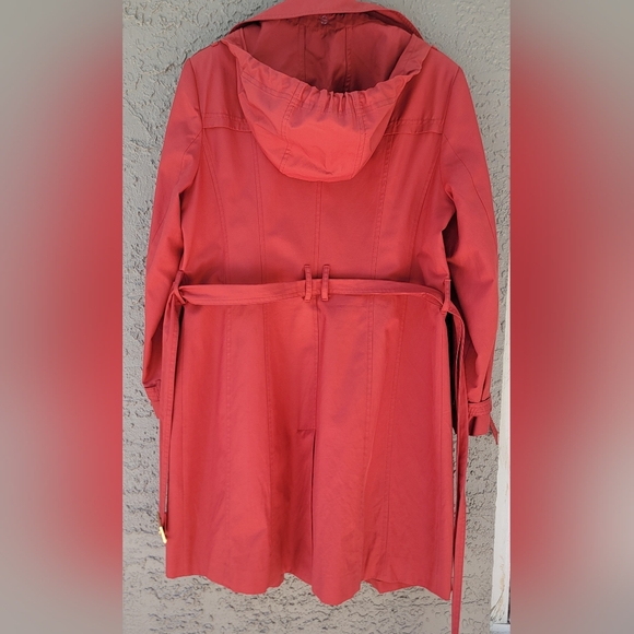 Cole Haan double breasted hooded trench coat red size Large - Picture 7 of 11